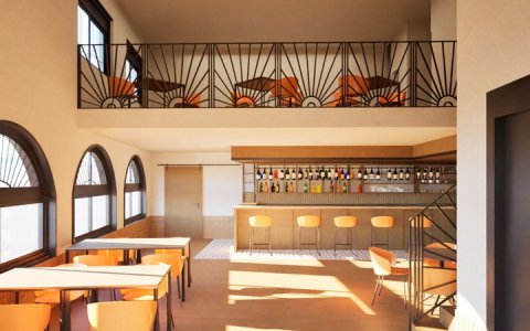 Recreació virtual de com quedarà l’espai del bar.