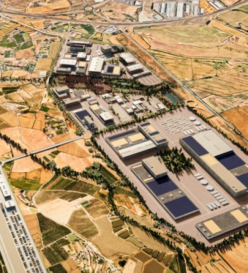 Imatge virtual de la futura estació, que estarà ubicada entre Artesa de Lleida i el barri de la Bordeta, a 6 km de la rotonda de Margalef. (Foto: Generalitat de Catalunya)