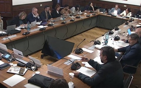 La comissió parlamentària on es va aprovar la resolució l'abril del 2025.