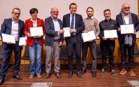 Xavier Benet i Jaume Culleré, tercer i segon per la dreta, respectivament.